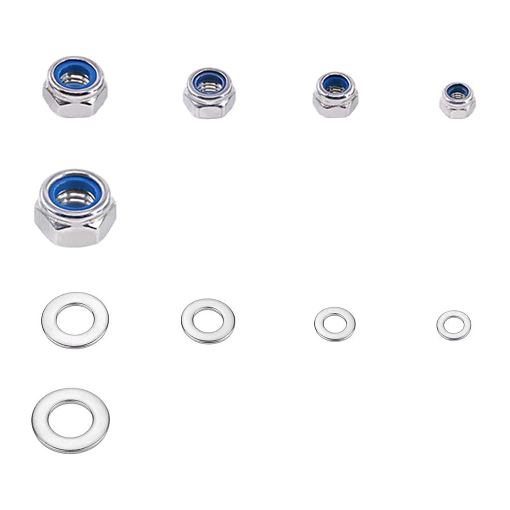 5-25pcs M2-M4 304 Stainless Steel Hex Nylon Insert Lock Nut Self-locking Locknut Locknut Whit M2-M4 Flat Washers
