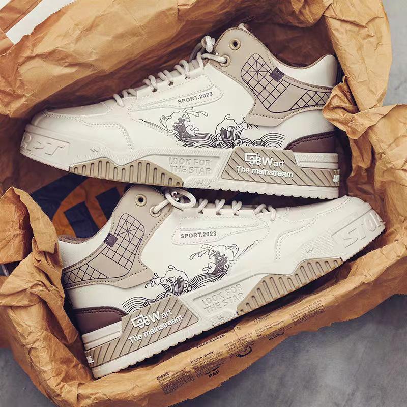 Kurze mittelhohe Herrenschuhe Frühling und Herbst neu nationaler Trend vielseitig Trend höhenverstärkende Board-Schuhe lässig Outdoor-Sportarten Tide s