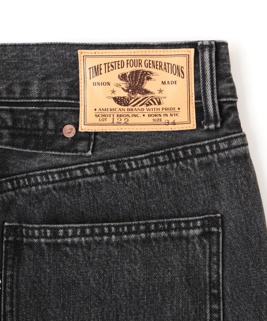 Schott BLACK DENIM Black Denim Size 36 LOT.125 Men's Pants, 011, Black, 782-4211003