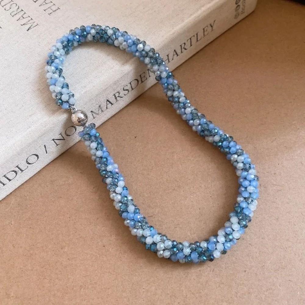 Colorful Necklace Handmade Beaded Clavicle Chain Trend Glass Beads Choker for Women