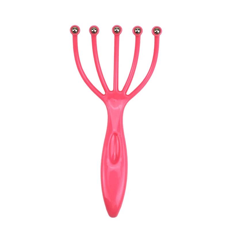 1pc head massager scalp and neck comb roller 5-finger steel ball handheld hair care forrelaxation Special for real hair wigs