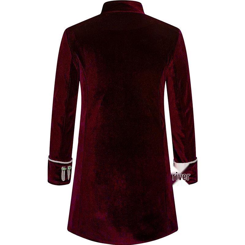 2021 Christmas Men's Steampunk Velvet Coat with Stand Collar