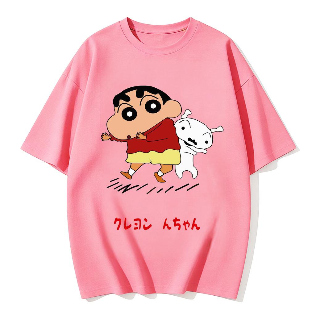 2026 Trendy Anime Crayon Shinchan Graphic Couple Tshirts Streetwear Family Matching Parentchild Clothing for Unisex Women Kids