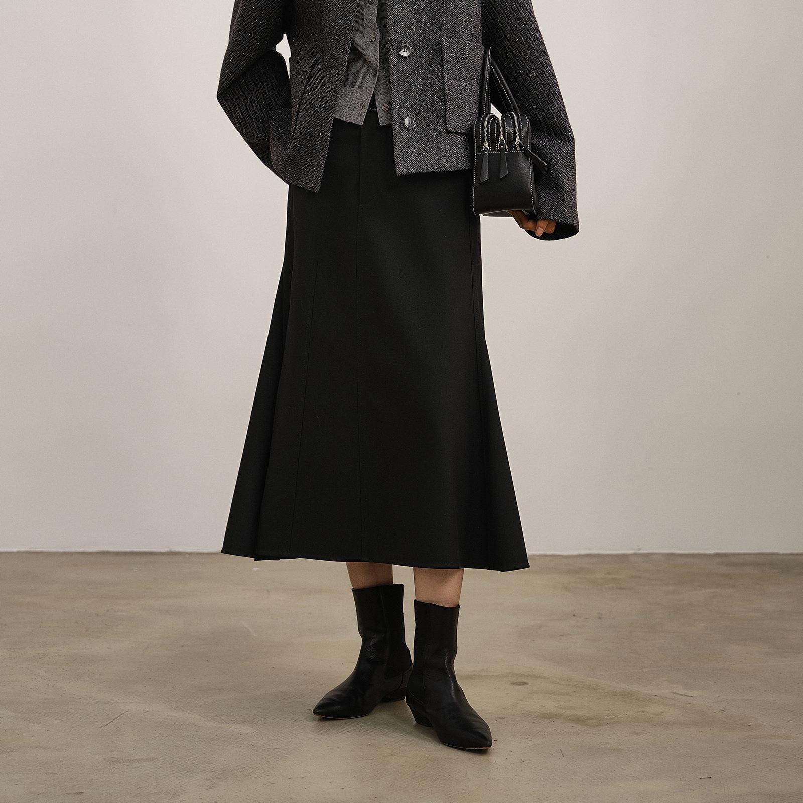 2026 Elegant Mid-Length Deconstructed High-Waisted A-Line Skirt Small чёрный