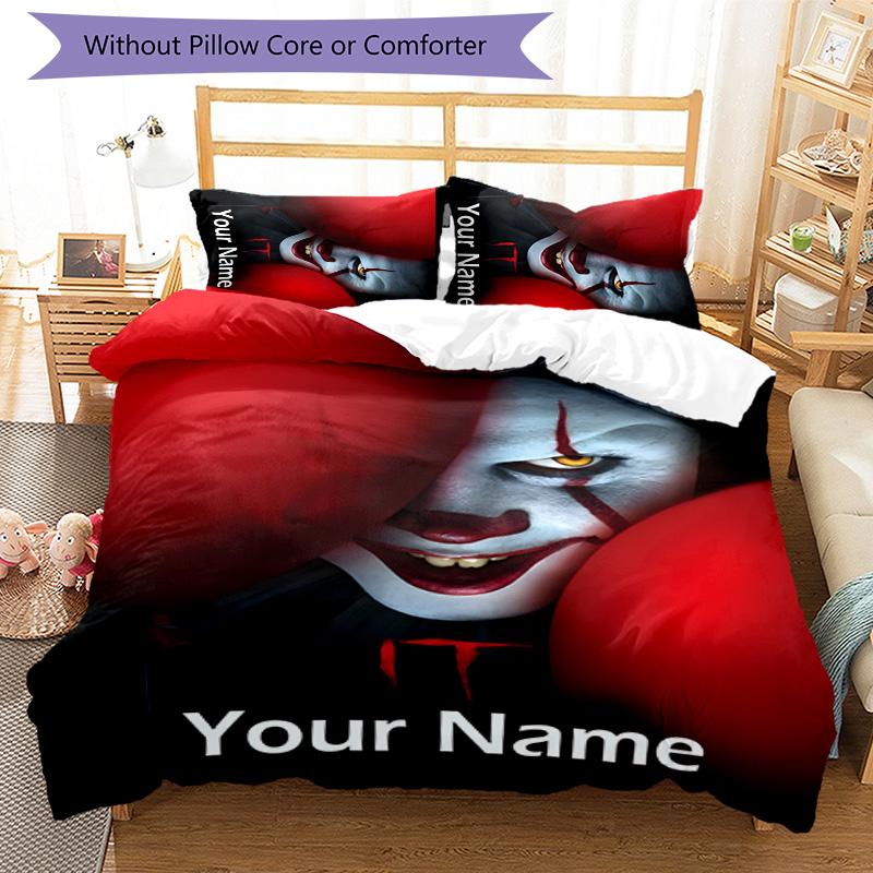 3pcs Pennywise2 Cover Set - Personalized Name, HD Printed Bedding with 1 Cover and 2 Pillowcases - Perfect for Home Decor, Easy Care