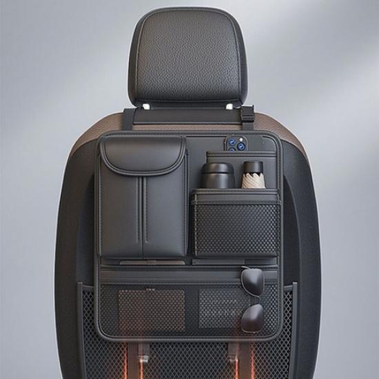 Car Seat Back Multi Pocket Storage Bag Organizer Leather Hanging Bag Food Holder