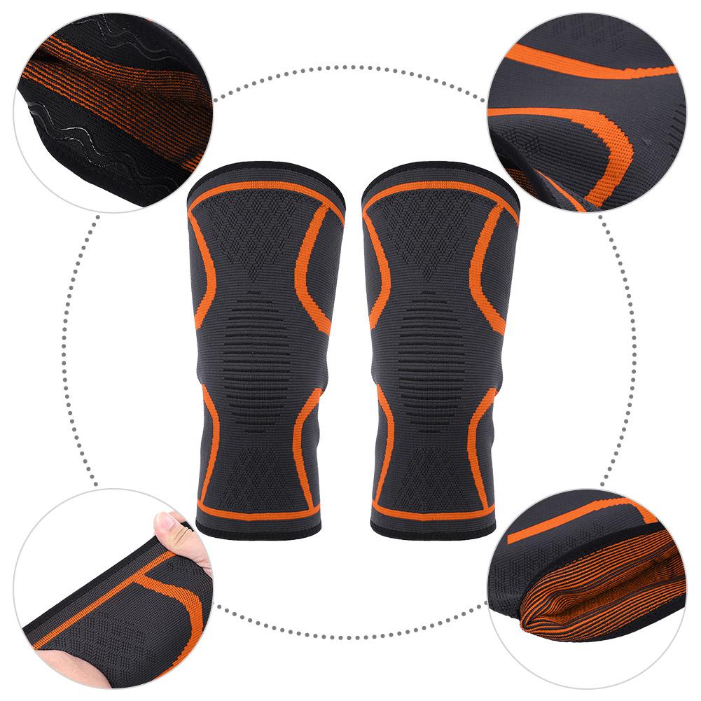 Knee Support Fitness Running Cycling Braces Kneepad Sport Gym Knee Pad Elastic Orange XL