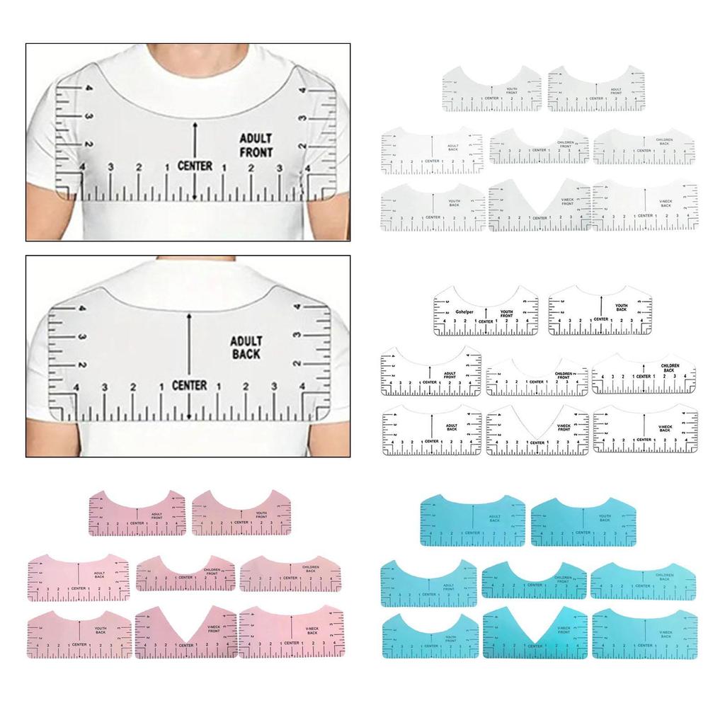8x T Shirt Ruler Guide Portable Set Alignment Tool for All Sizes T Shirts Vinyl Placement Hot Press Craft Sewing Supplies Adults