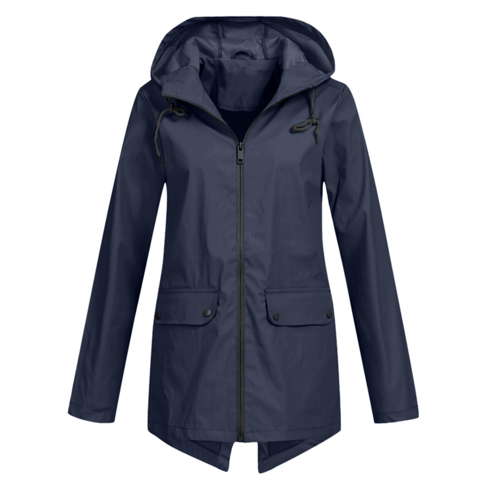 Women s Lightweight Hooded Windproof Outdoor Jacket Large темно-синий