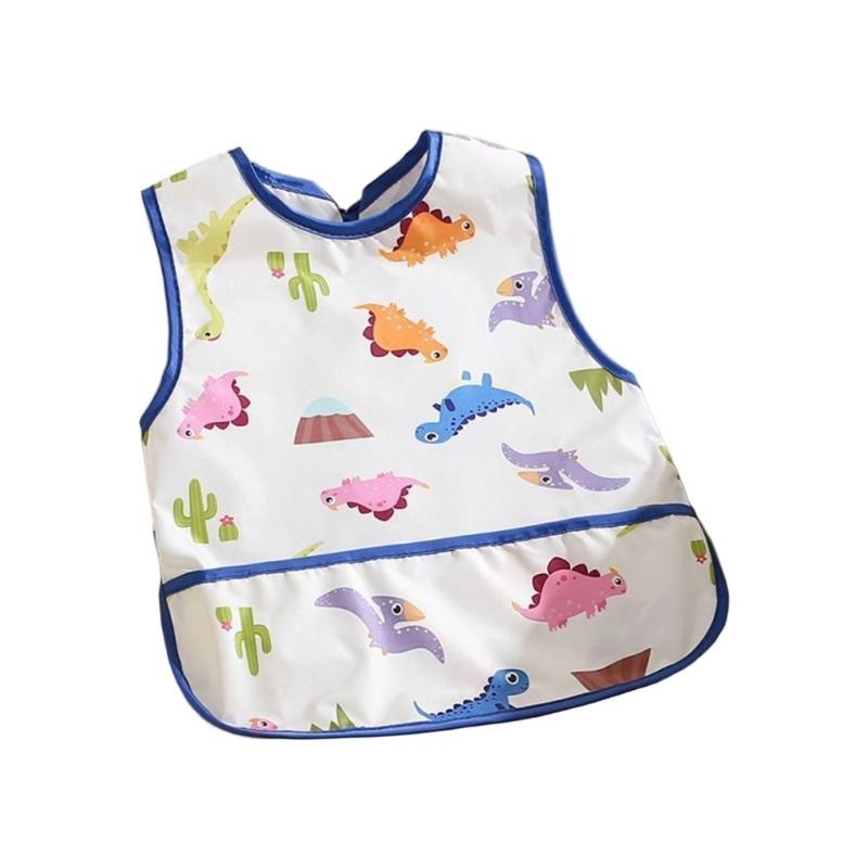 Absorbent Baby Weaning Bib with Food Catcher Pocket for Convenient Eating Machine Washable Reversible Feeding Apron