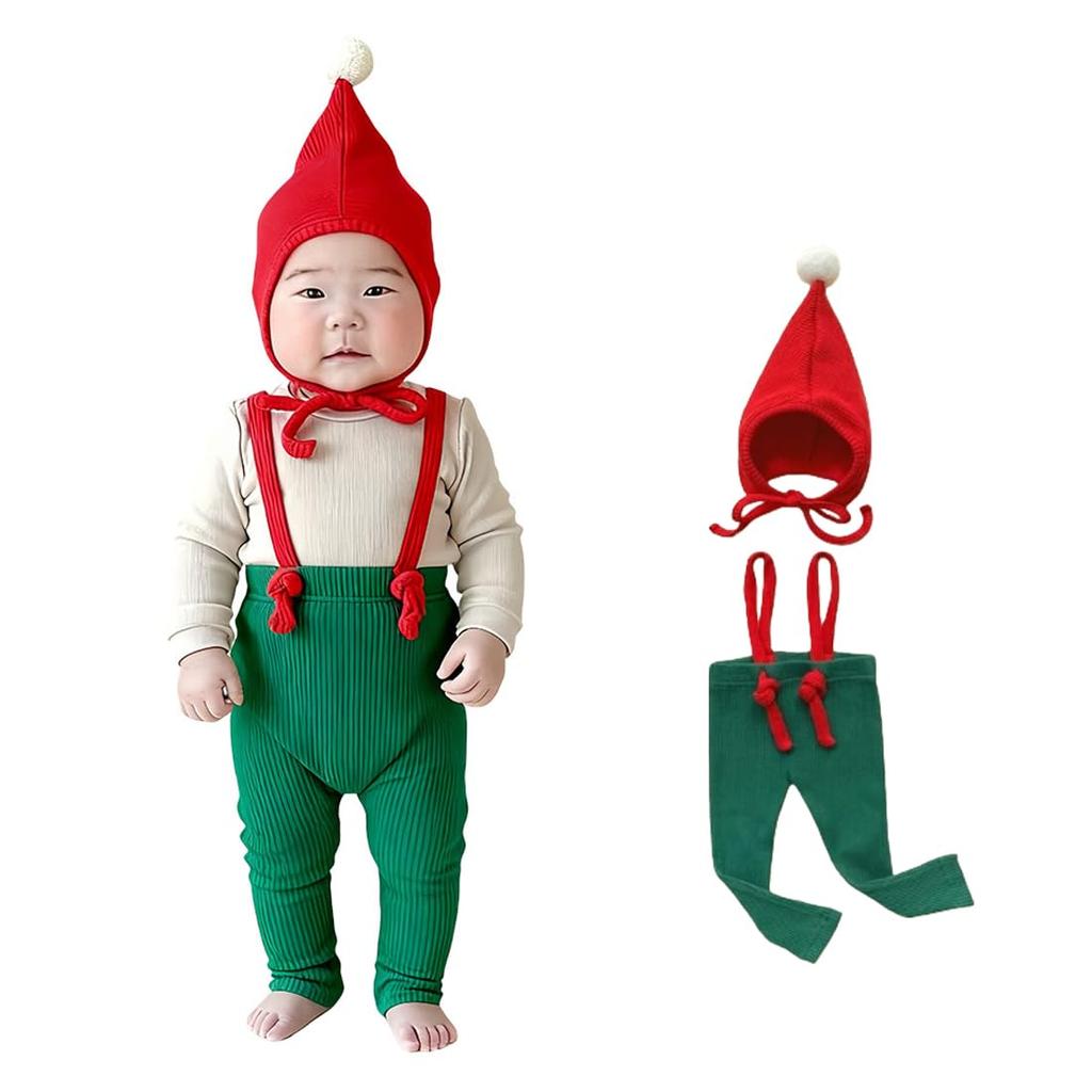 PackPixel Christmas Costume Set for Baby Boys and Santa Perfect for and Photo Shoots Girls, 2-Piece Set, Costume, Parties, Events, (Green, 73cm)