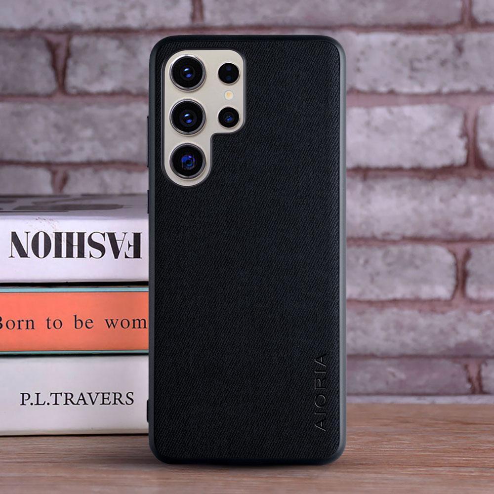 Case for Samsung Galaxy S26 Ultra Edge Plus FE 5G coque Luxury textile Leather cover funda for samsung galaxy s26 ultracase capa Galaxy S26 Ultra чёрный