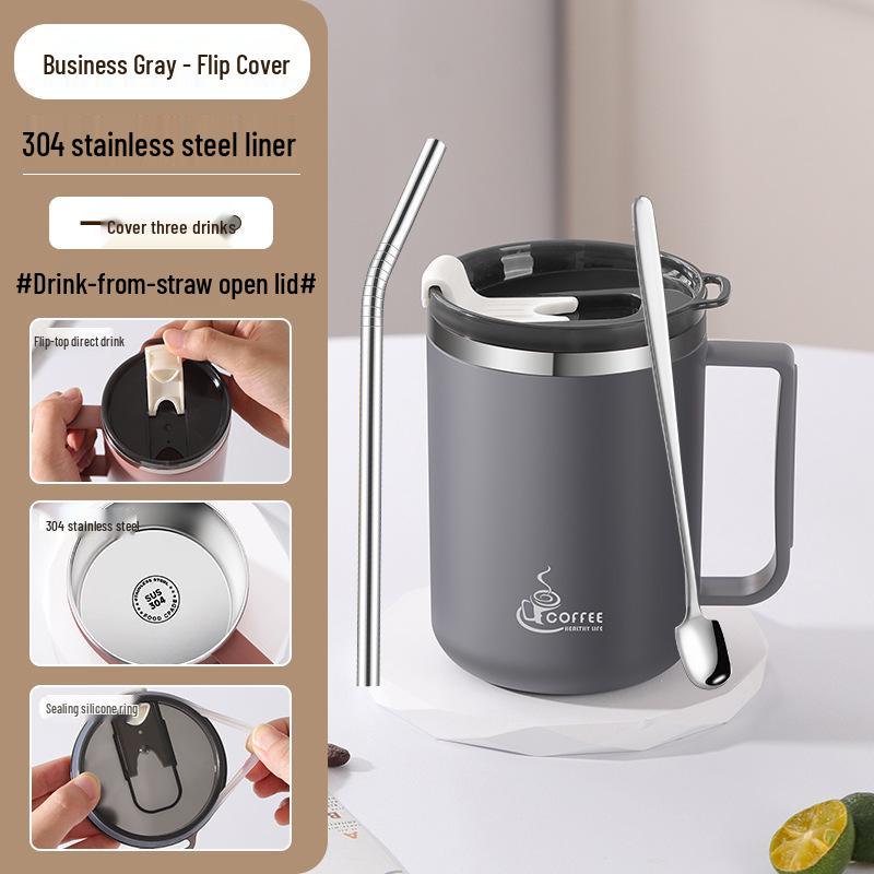 Drop-Proof 304 Stainless Steel Mug with Lid for Home, Office, or Dorm Use
