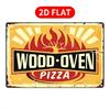 Blechschild Metall Wanddeko Holz Ofen Pizza Vintage Stil Retro Restaurant Küche Plakette Kunstwerk Gebrannte Flamme Typografie Rost