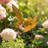 Rust Hummingbird Garden Stake Metal Yard Art Decorative Outdoor Lawn Sculpture with Flower Design for Patio Lawn and Garden