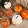 Realistic Halloween Pumpkin Decoration Small Velvet Thanksgiving Table Centerpiece, Soft Stuffed Decor for Fall Harvest Farmhouse Festive Home