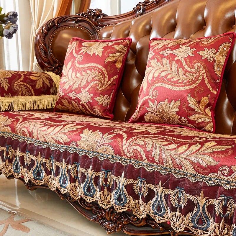 Jacquard Sofa Cover Armrest Towel Nonslip Couch Cushion Slipcover Home Decor Vintage Embroidery Sofa Protector Cover Living Room