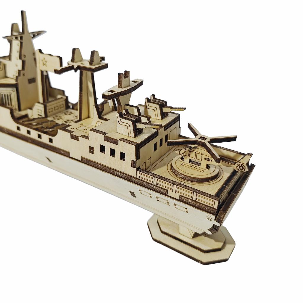 3D Puzzle DIY Wooden Toy Warship Assembly Model Adult Birthday, Halloween, Christmas Gift