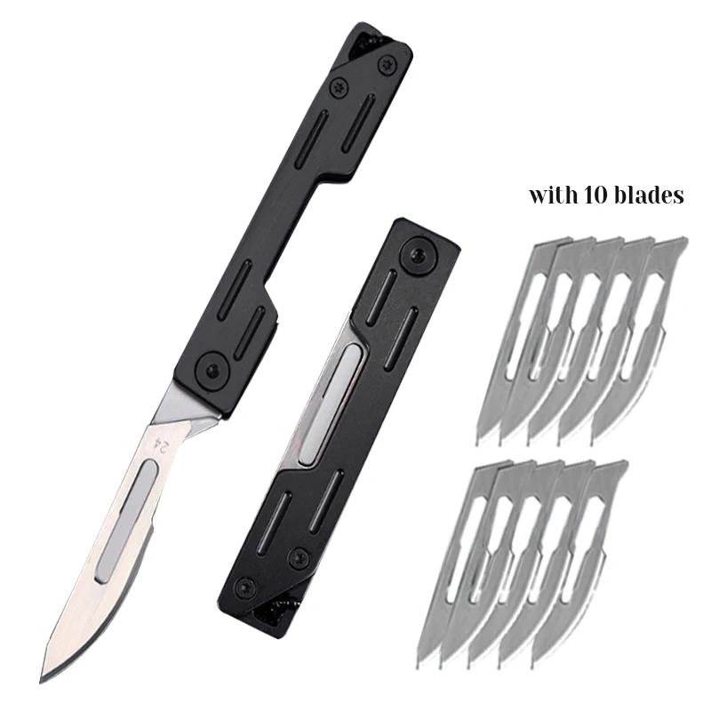 Stainless Steel Folding Pocket Knife Multifunctional Fruit Knife Quick Open Scalpel Knife Utility Knife Kitchen Knife Supplies