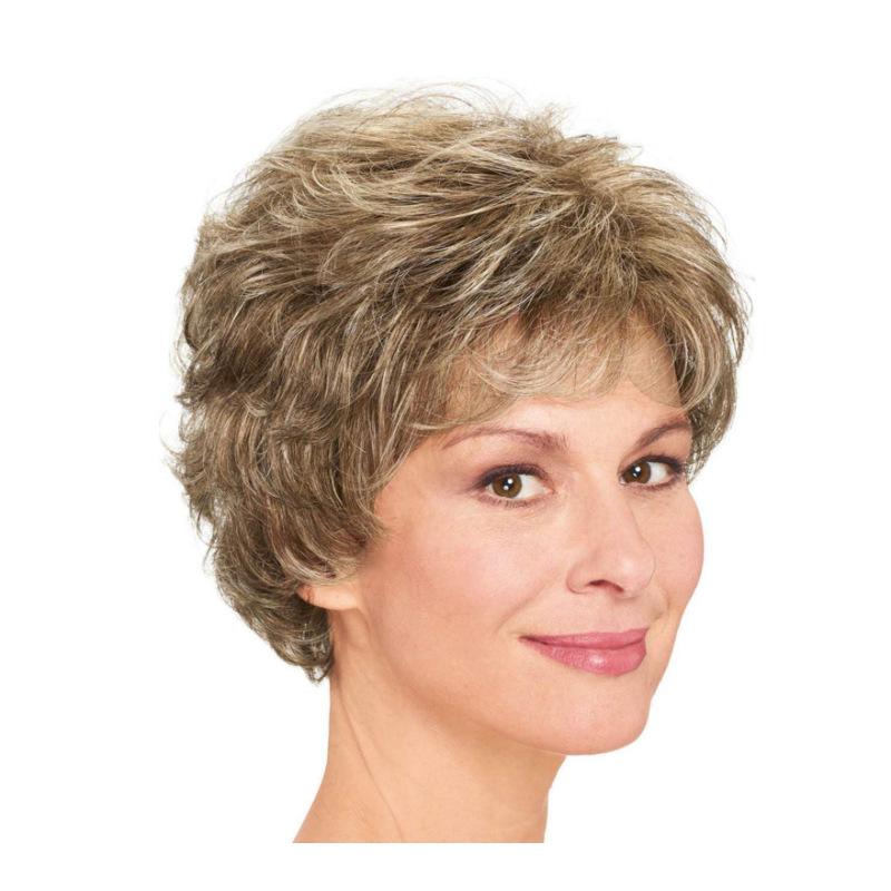 Damen-Perücke, kurz, braun, blond, synthetische Perücke, Frisur, natürliche lockige Perücke mit Pony, für Frauen, täglicher Gebrauch, hitzebeständige Faser