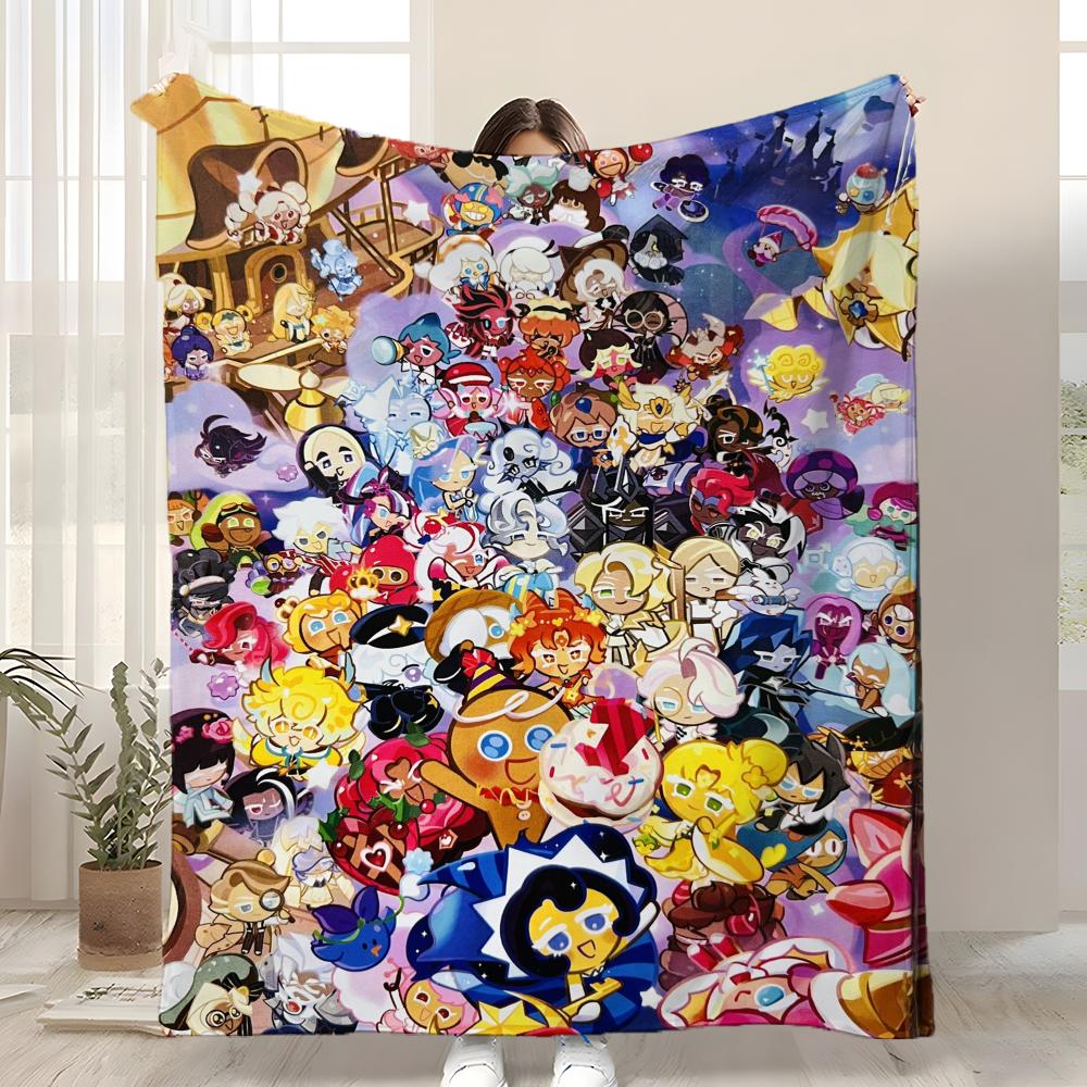 

Hot Game C-Cookie Run Kingdom Throw Kid-Friendly Flannel Throw Blanket Soft Warm Anti-Static Washable All Season 75x90cm