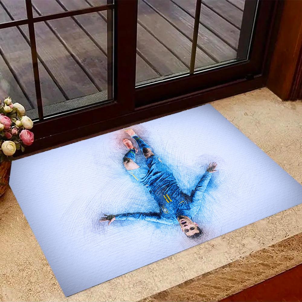 Brazilian Soccer Player Action. Carpet Perfect for Dormitory Kitchen Balcony Foyer Anti-slip Rug Decorate Offices Perfect Birthday/Christmas Gift Idea