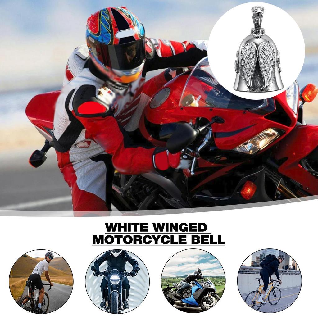 Vintage 3D Riding Bell Motorcycle GuardianBell Wing Design Biker Good Luck Charm Alloy Punk Style Evil Spirit Trap Bell