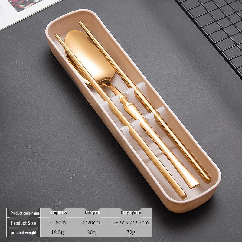 Slim Waist Portable Stainless Steel Cutlery Set: Spoon, Fork, Chopsticks - Japanese Tableware for Students