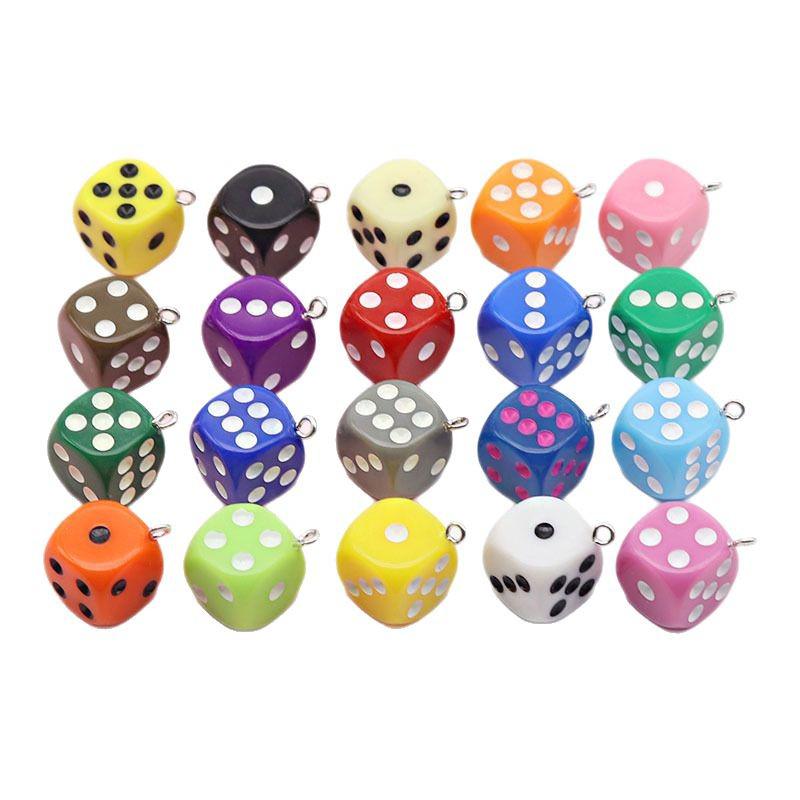 14mm Colorful Acrylic Dice Shaker Pendant Charm for DIY Jewelry