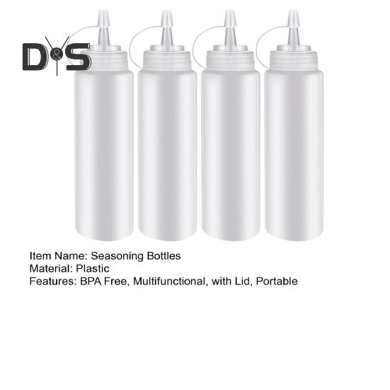 4ks kuchyňské plastové lahvičky na koření s víčkem Multifunkční lahvička na vymačkávání pigmentu 250ml lahvičky na koření bez BPA pro