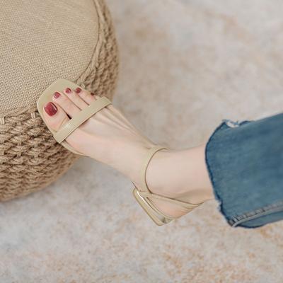 Coarse-heeled Sandals Female Summer New 2025 Versatile Fairy Style One-word Buckle with Open-toed Low-heeled Roman Shoes with Skirt