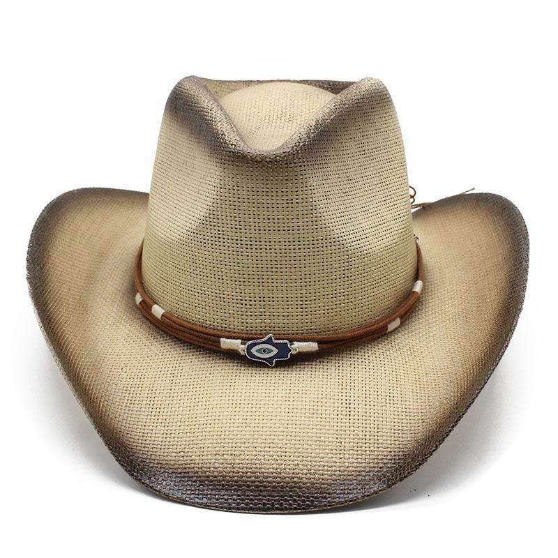 Western Cowboy Strohhut Big Eaves Hut Sonnenschutz Schatten Strandhut Harter Strohhut