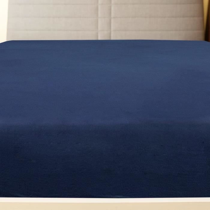 136231 vidaXL Draps-housses Jersey 2 pcs Bleu marine 90x200 cm Coton
