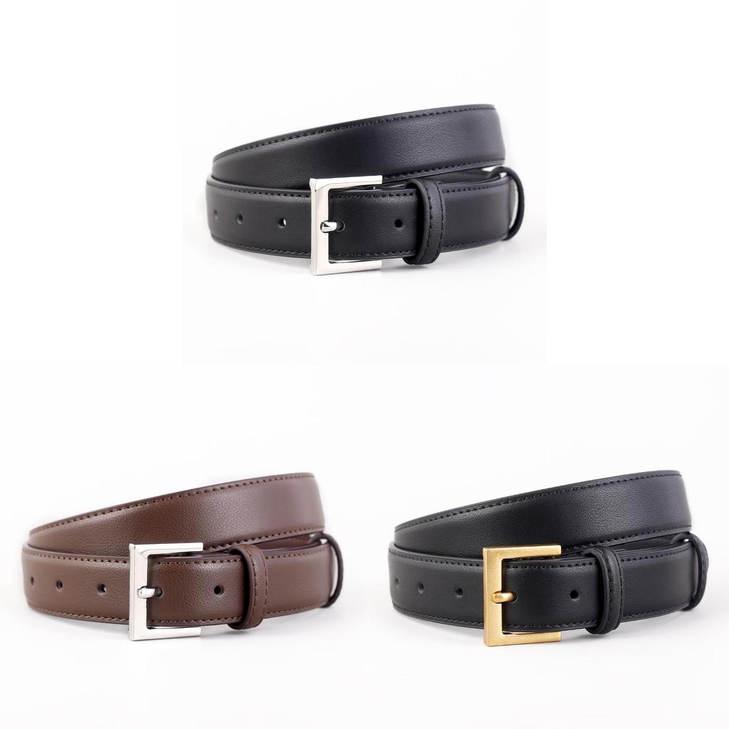 Classic Leather Belt For Women With Silver Pin Buckle And Casual Style