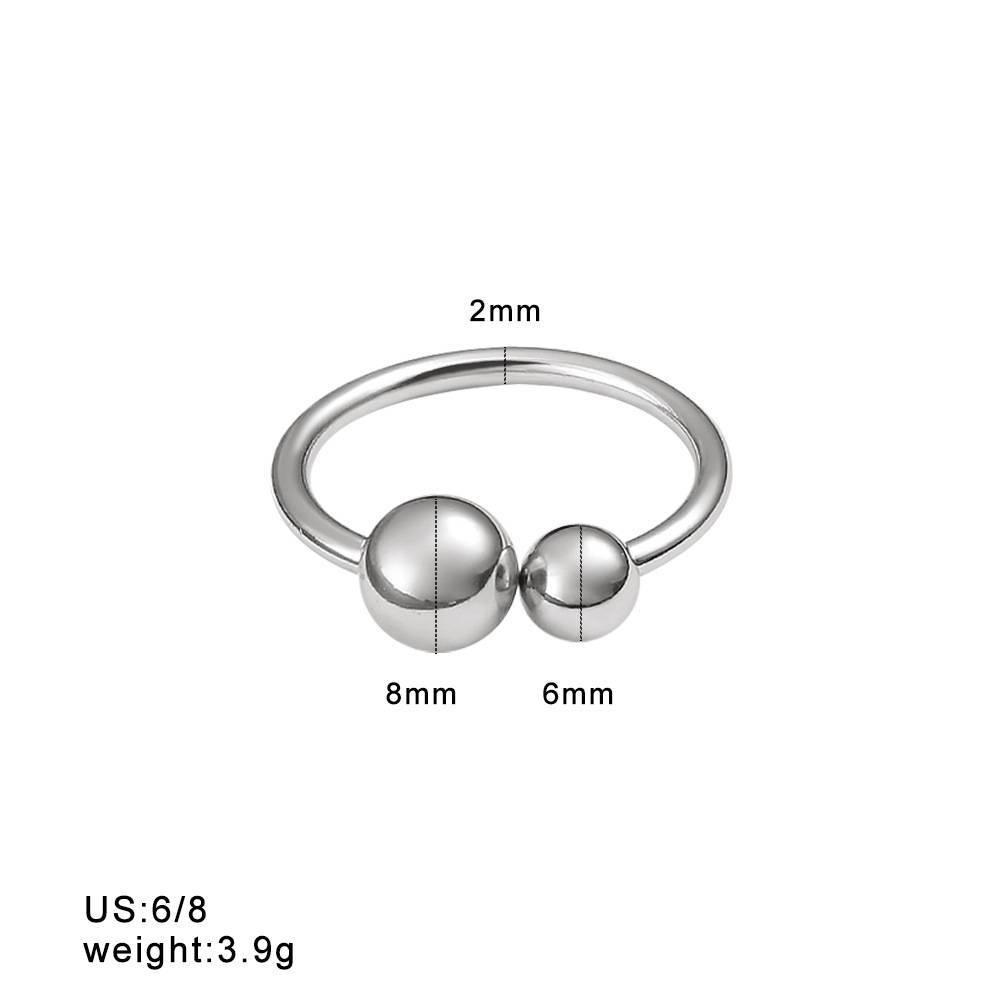 Stainless Steel Polished Round Ball Open Ring, Unisex Couple Style, Available in Large & Small Sizes.
