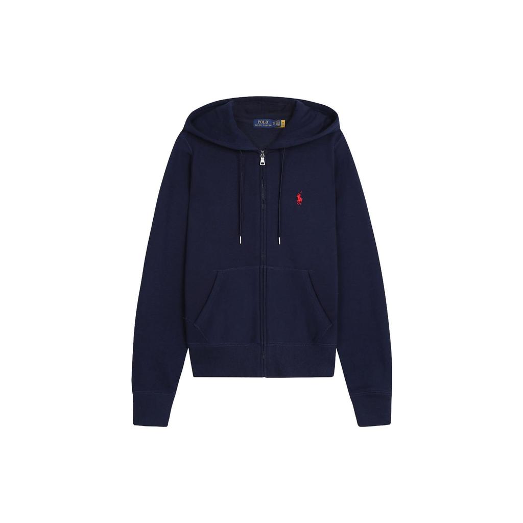Polo Ralph Lauren FW23 Brand Logo Embroidered Hooded Cardigan Sweatshirt Women sweatshirt Navy-Blue 211841657-002