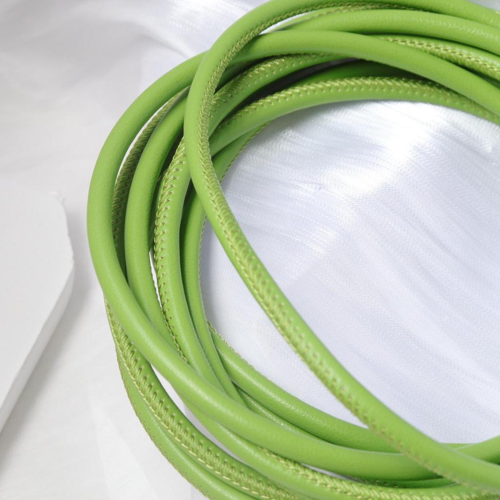 PU Leather Round Handle Strap with Lock Edge Stitching - DIY Traction Weaving Ornament E18