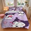 3pcs Kuromi's Playful Adventures Pattern Bedding Three-Piece Set (1 Cover + 2 Pillowcases, No Fillings),  Soft and Comfortable S055
