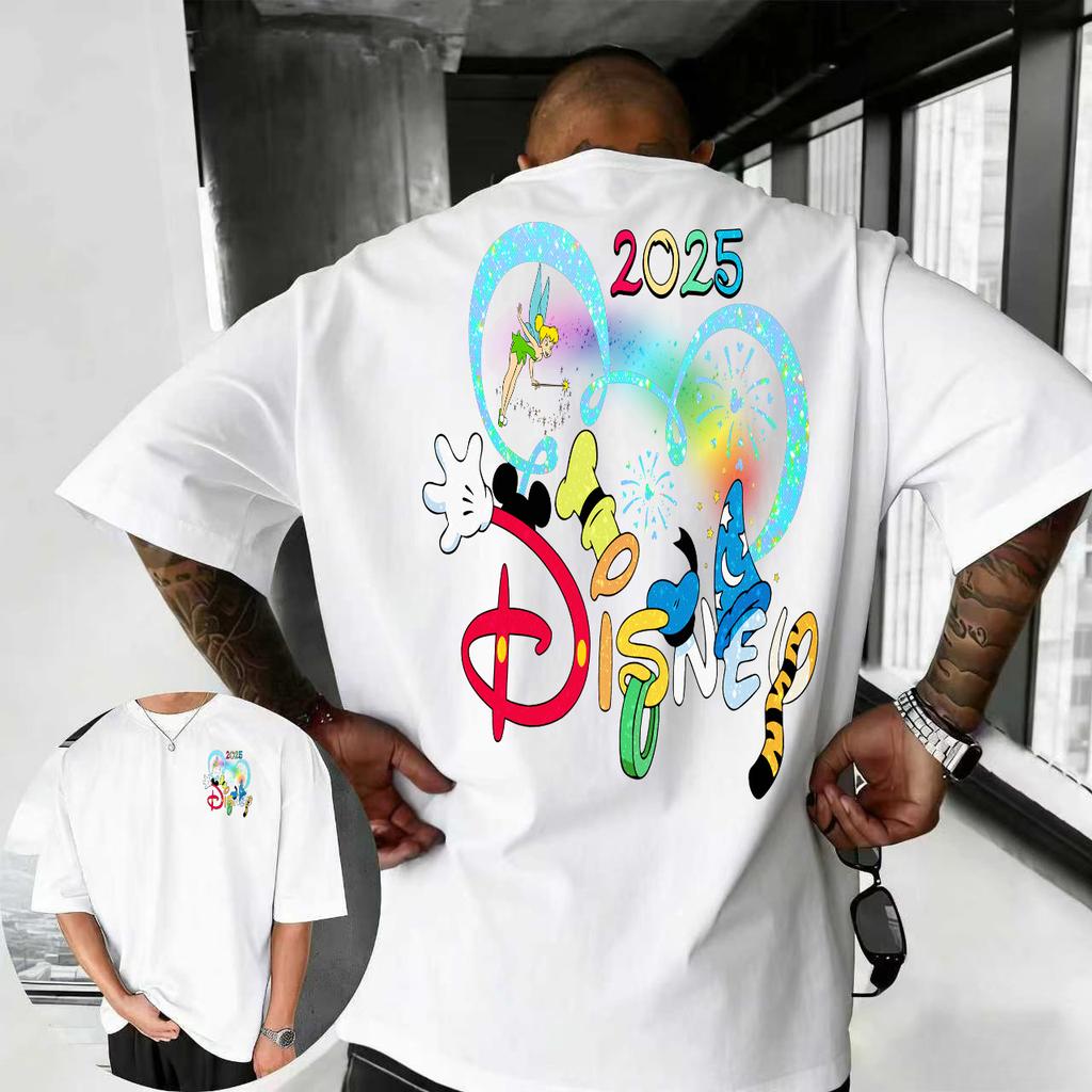 202526 Summer Disney Mickey Mouse and Donald Duck Cartoon Pattern 100 Cotton Printed Tshirt Fashion Casual Mens Clothing
