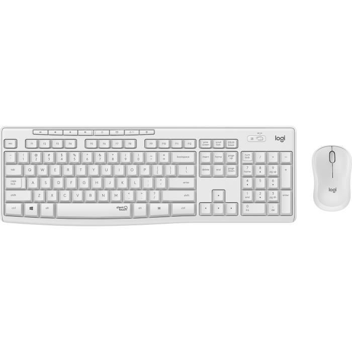 Combo clavier et souris sans fil - mk295 - off white - silencieux - blanc - technologie sans fil