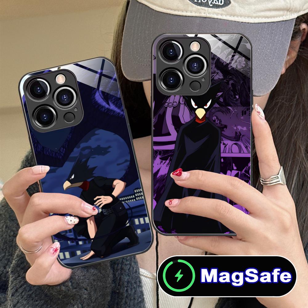 MHA Tokoyami Mobile Phone Case for iPhone 17 16 15 14 13 12 11 Air Pro Max Plus Mini MagSafe Glass Colorful Cover Luxury Cover