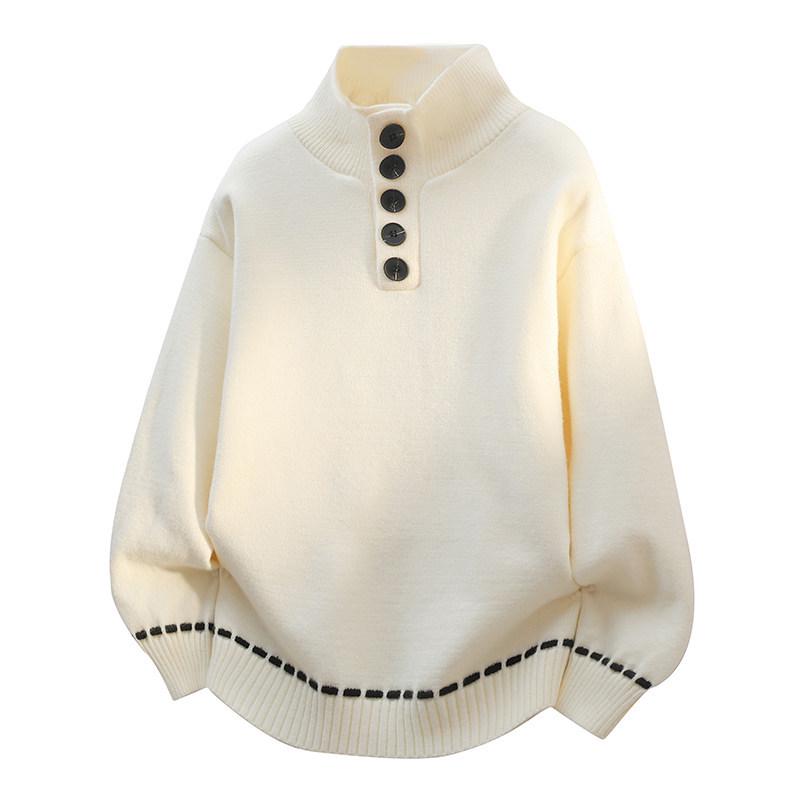 Half-Zip Stand-Collar Sweater for Boys: Autumn/Winter Style for Teens - Knit Base Layer Fashion