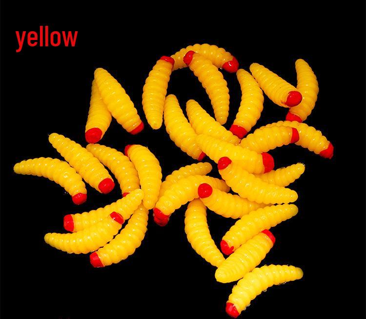 

Luminous Soft Grub Worm with White Stripe for Micro Fishing and Crucian Carp Tackle 10 Pieces
