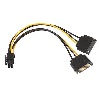 7 Inch 6 Pin PCI Express Card SATA 15 Pin To Dual Power Cable Connector