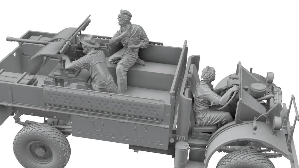 Thunder Model 1/35 British Long Range Desert Group (LRDG) 37mm Onboard Shooting Scene Vol. 5 Resin Kit (3 Figures) TBF3506 (Human)
