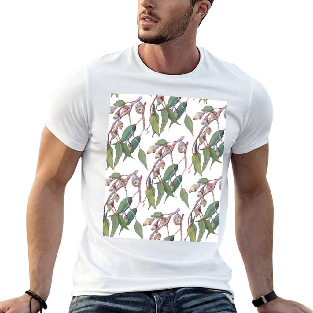 Australian Native Eucalyptus Tree Branch Watercolour TShirt Casual Simple Design Short Sleeve Shirt