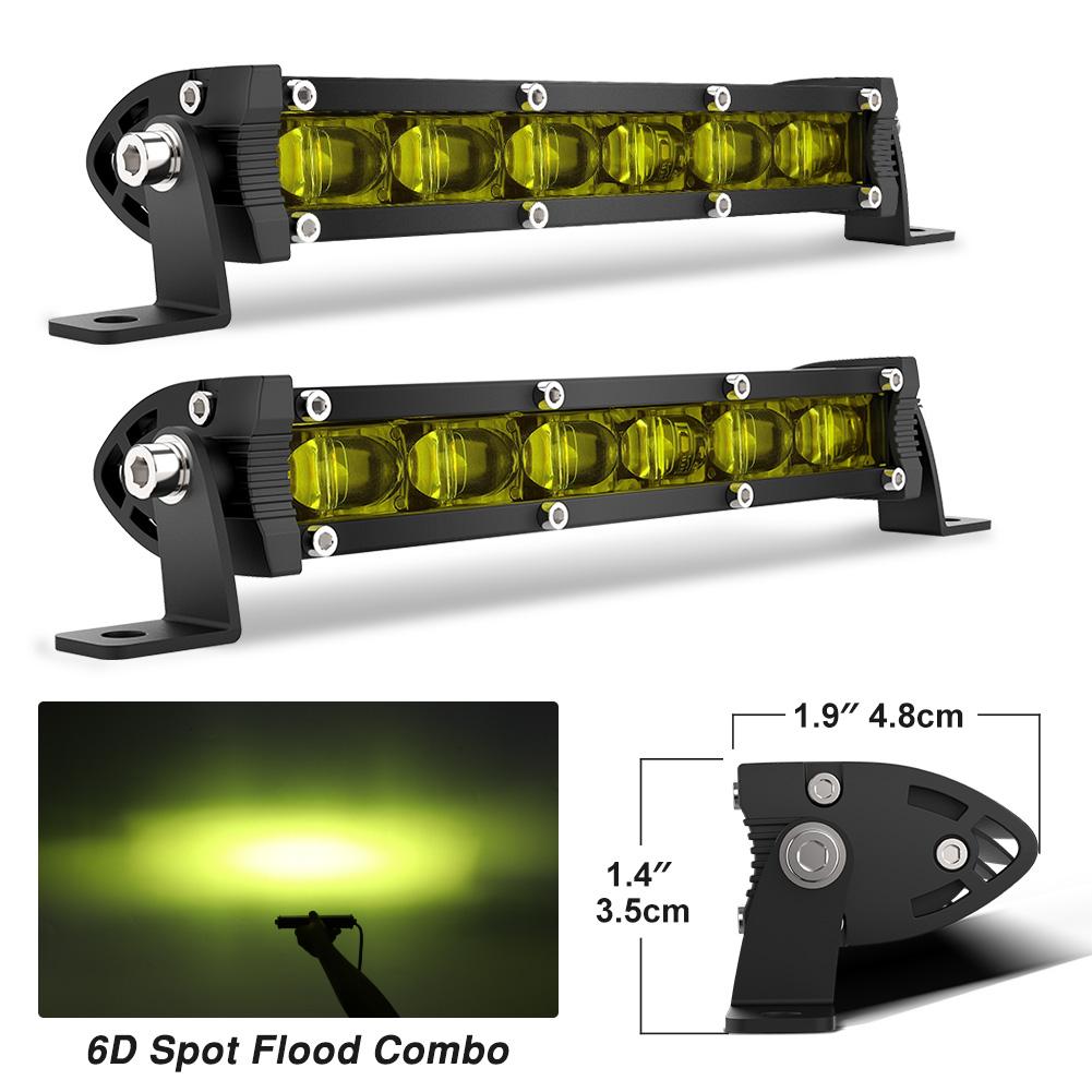 8inch LED Light Bar Floodlight Yellow Beam Ultra Strip LED Bar Work Light  Driving Fog Lamp for 4x4 Offroad Motorcycle SUV Truck