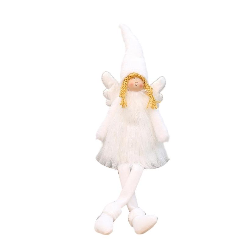 Lovely Pink Angelic Plushie With Plush Wing Durable Holiday Decoration Plush Angelic Shelf Decors For Bedroom Party
