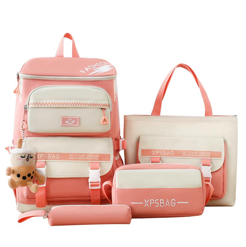 Schoolbag School Bag Large Capacity Fashion Primary School Students Multi-piece Backpack Fifth and Sixth Grade Large Capacity Backpack Portable