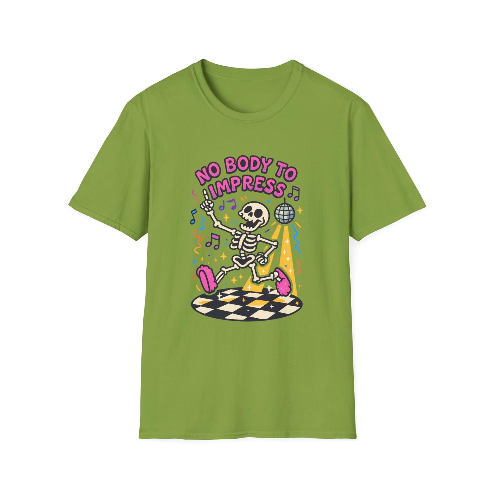 Unisex Softstyle T-Shirt Dancing Skeleton Halloween Party Disco Dance Music S